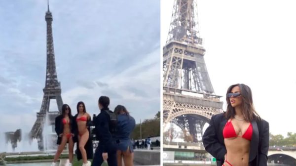 Photo of OMG ! एफिल टावर के सामने इस मॉडल ने उतार दिए कपड़े, देखें
