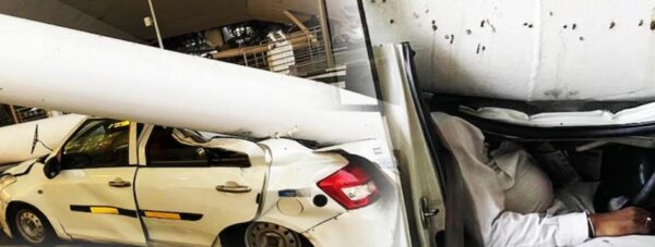 Photo of दिल्ली टर्मिनल 1 गेट पर लगी थी गाड़ियों की लाइन, तभी ऊपर आ गिरी मौत